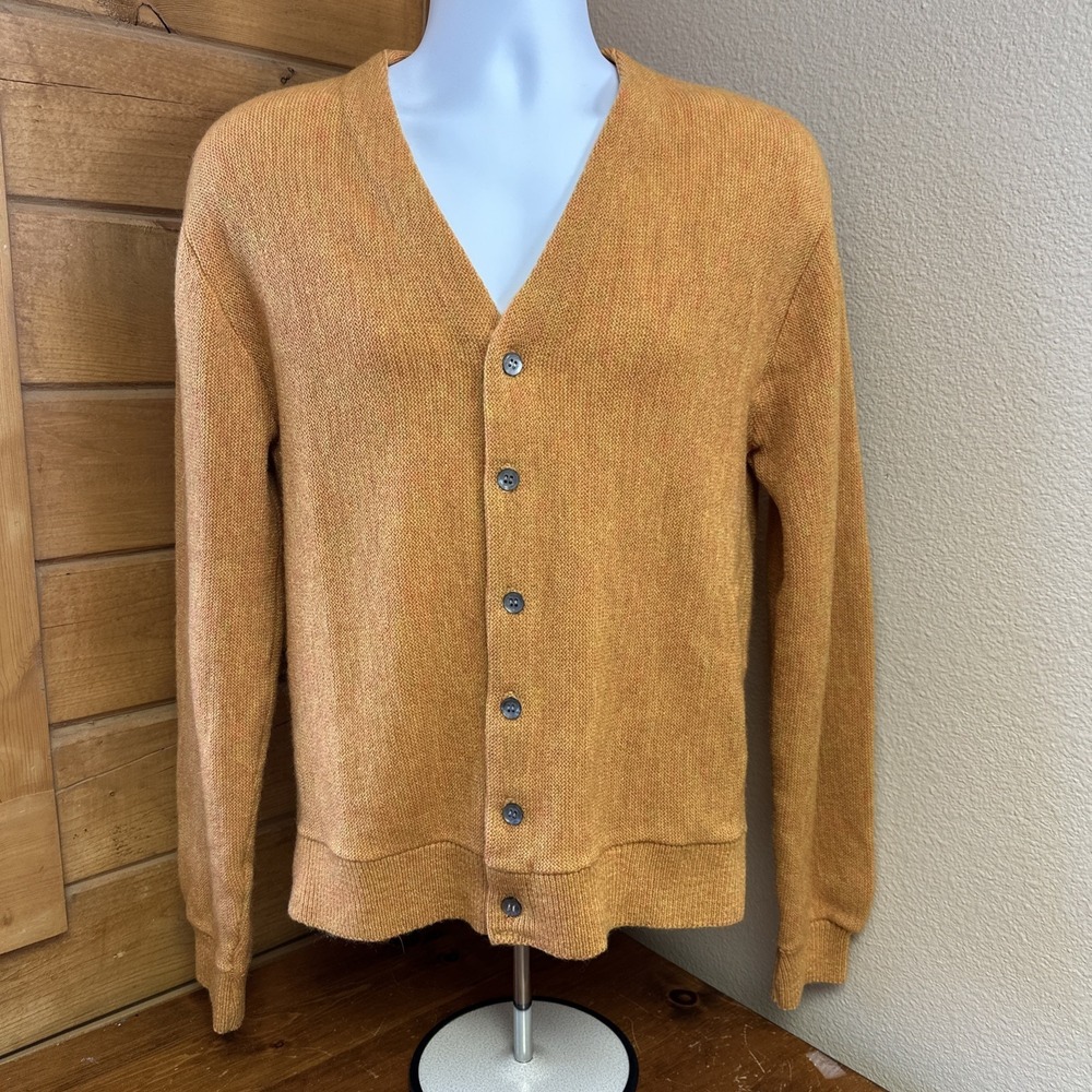 VTG 60s BRENT Montgomery Ward men's Medium Cardigan Mad Men Preppy Thanksgiving